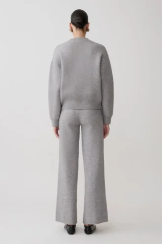 Evan Knit Wide Leg Pants – Grey Marle