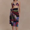 Evie Chiffon Sarong – Multi Fluid Reverie Print Evie Chiffon Sarong – Multi Fluid Reverie Print