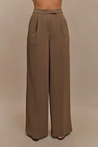 Faith Suiting Wide Leg Pant – Cacao Brown