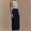 Fallon Denim Midi Skirt – Indigo Blue