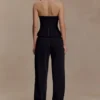 Fatima Satin Straight Leg Pant – Black