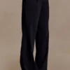 Fatima Satin Straight Leg Pant – Black