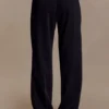 Fatima Satin Straight Leg Pant – Black