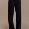 Fatima Satin Straight Leg Pant – Black