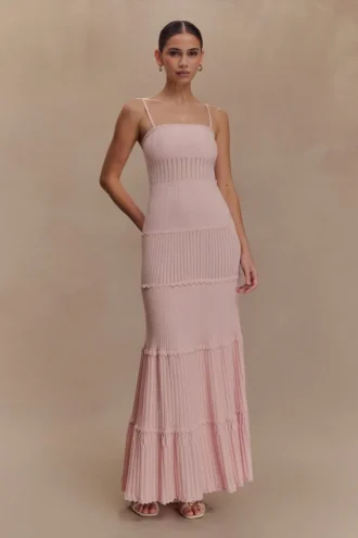 Finley Pointelle Knit Maxi Dress – Baby Pink
