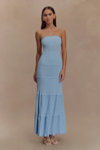 Finley Pointelle Knit Maxi Dress – Cornflower Blue