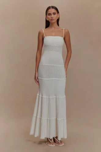 Finley Pointelle Knit Maxi Dress – Ivory