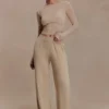 Frannie Gathered Silk Blend Knit Pants – Sand Frannie Gathered Silk Blend Knit Pants – Sand