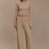 Frannie Gathered Silk Blend Knit Pants – Sand Frannie Gathered Silk Blend Knit Pants – Sand
