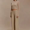Frannie Gathered Silk Blend Knit Pants – Sand Frannie Gathered Silk Blend Knit Pants – Sand
