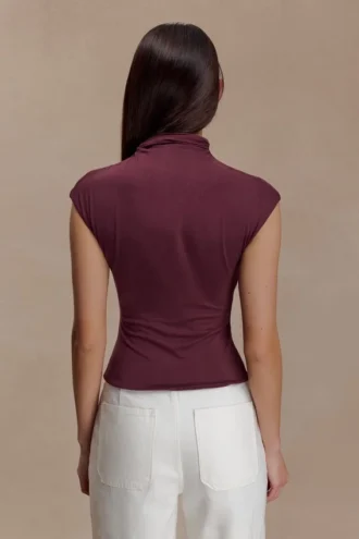 Freesia High Neck Sleeveless Top – Mahogany
