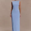 Galilea Crepe Draped Maxi Dress – Cornflower Blue