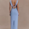 Galilea Crepe Draped Maxi Dress – Cornflower Blue