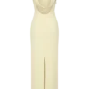 Galilea Crepe Draped Maxi Dress – Lemon