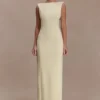 Galilea Crepe Draped Maxi Dress – Lemon