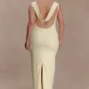 Galilea Crepe Draped Maxi Dress – Lemon