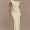 Galilea Crepe Draped Maxi Dress – Lemon