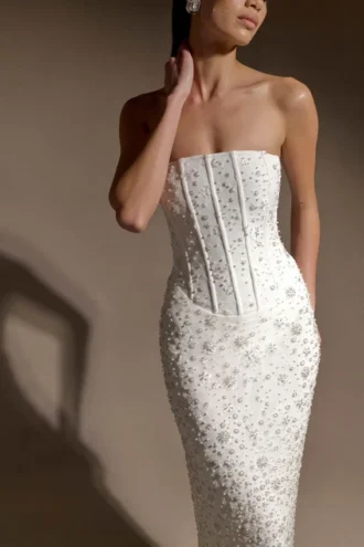 Gemma Strapless Embellished Maxi Dress – Ivory