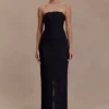 Gemma Strapless Mesh Maxi Dress – Black