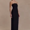 Gemma Strapless Mesh Maxi Dress – Black