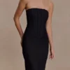 Gemma Strapless Mesh Maxi Dress – Black