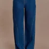 Georgette Mid Rise Paneled Denim Jeans – Dark Blue