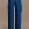 Georgette Mid Rise Paneled Denim Jeans – Dark Blue