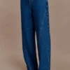 Georgette Mid Rise Paneled Denim Jeans – Dark Blue