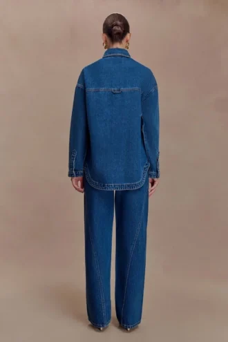 Lioda Oversized Denim Shirt – Dark Blue