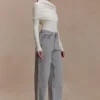 Georgette Mid Rise Paneled Denim Jeans – Grey