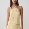 Georgia Panelled Halter Sleeveless Top – Butter Georgia Panelled Halter Sleeveless Top – Butter
