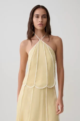 Georgia Panelled Halter Sleeveless Top – Butter