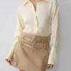 Gia Long Sleeve Satin Shirt – Buttermilk Gia Long Sleeve Satin Shirt – Buttermilk