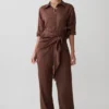 Gia Wrapped Tie Satin Pants – Chocolate Gia Wrapped Tie Satin Pants – Chocolate