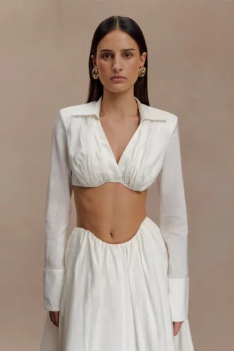 Greta Shirt Bra – White
