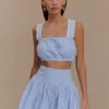 Gretel Sleeveless Crop Top – Blue Pinstripe Gretel Sleeveless Crop Top – Blue Pinstripe