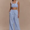 Gretel Sleeveless Crop Top – Blue Pinstripe Gretel Sleeveless Crop Top – Blue Pinstripe