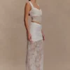 Guinevere Lace And Mesh Maxi Skirt – Ivory
