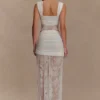 Guinevere Lace And Mesh Maxi Skirt – Ivory