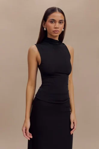 Hadleigh Sleeveless Slinky Top – Black
