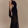 Haille Knit Chiffon Maxi Dress – Black Haille Knit Chiffon Maxi Dress – Black