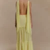 Haille Knit Chiffon Maxi Dress – Lemon Haille Knit Chiffon Maxi Dress – Lemon