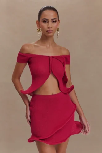 Haisley Off Shoulder Knit Top – Raspberry