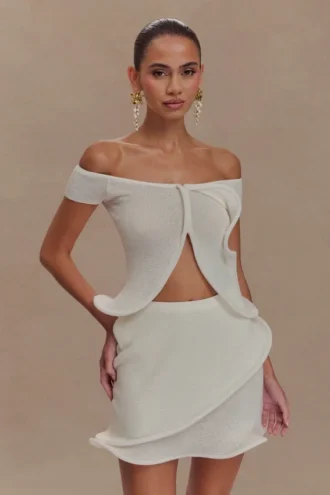 Haisley Off Shoulder Knit Top – Ivory