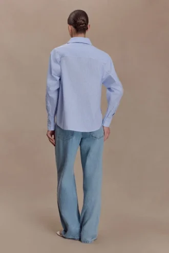 Hansen Oversized Shirt – Blue Pinstripe