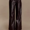 Henry Croc Faux Leather Straight Leg Pants – Dark Chocolate