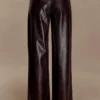 Henry Croc Faux Leather Straight Leg Pants – Dark Chocolate