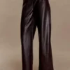 Henry Croc Faux Leather Straight Leg Pants – Dark Chocolate