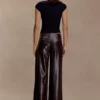 Henry Croc Faux Leather Straight Leg Pants – Dark Chocolate