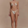 Huntleigh Crochet Bikini Bottom – White & Gold Sunshine Print Huntleigh Crochet Bikini Bottom – White & Gold Sunshine Print